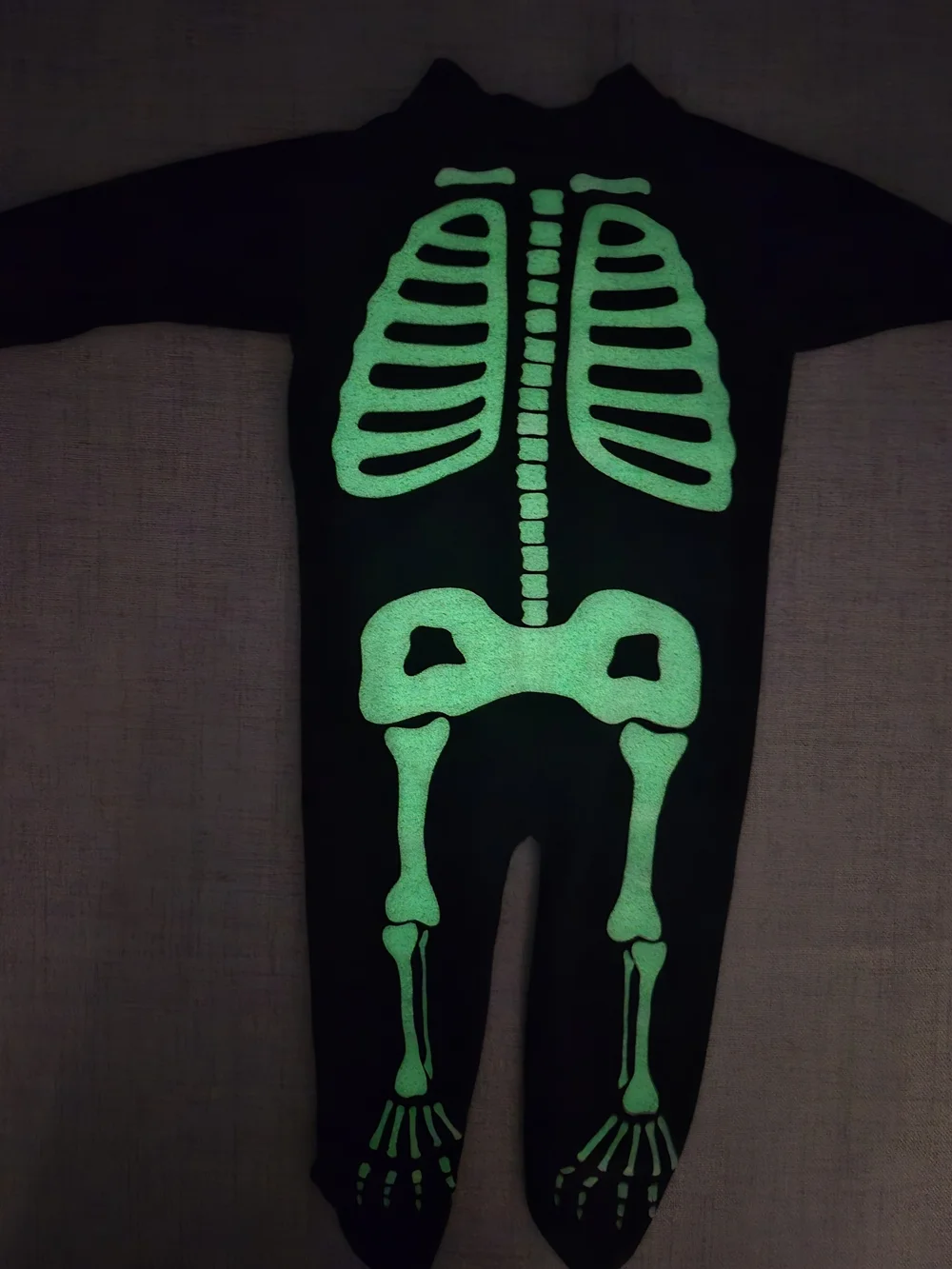 VTG 80s Lullaby Land Glow Skeleton Baby Sleeper 3-6M Made USA Halloween